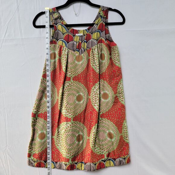 Aqua 100% Silk Boho Geometric Print Sleeveless Scoop Neck Shift Mini Dress XS - Picture 10 of 10